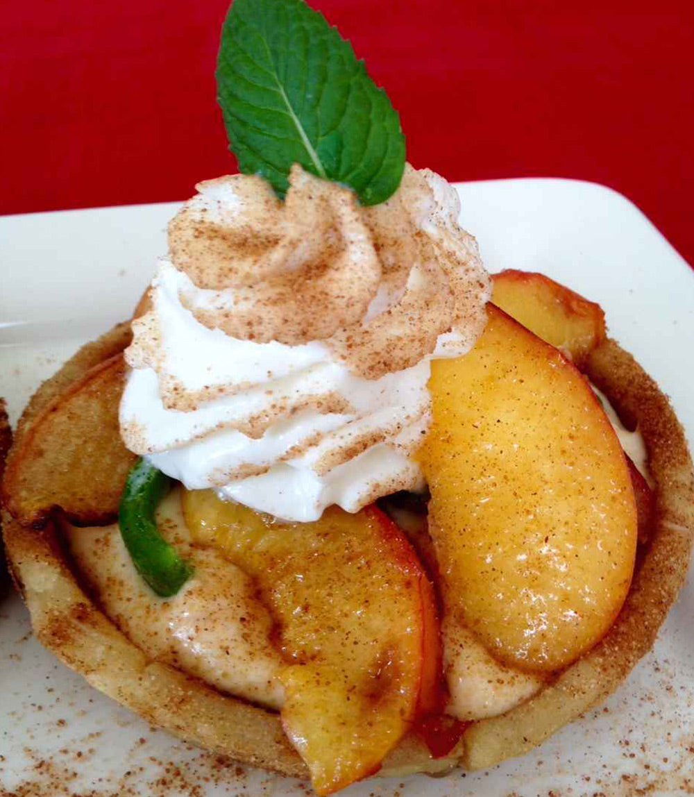 Spicy Peaches & Cream Cinnamon Sopes