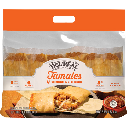 CHICKEN AND THREE CHEESE TAMALES